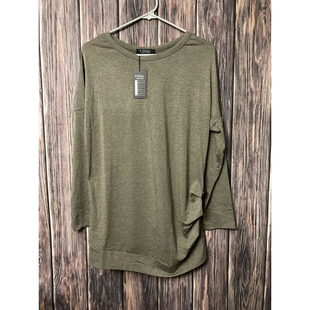 Fisoul MATERNITY Long Sleeve Top with Buttons Size Medium Dark Gray NWT